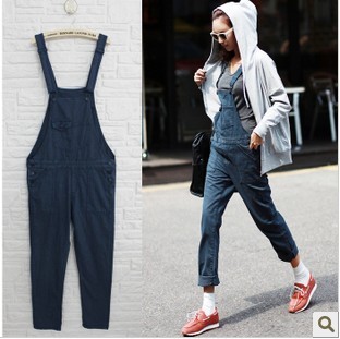 Autumn and winter women personalized all-match denim trousers suspenders jeans female jeans y9021