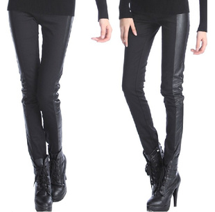 Autumn and winter women plus size thickening plus velvet women's legging casual boot cut jeans leather pants female trousers