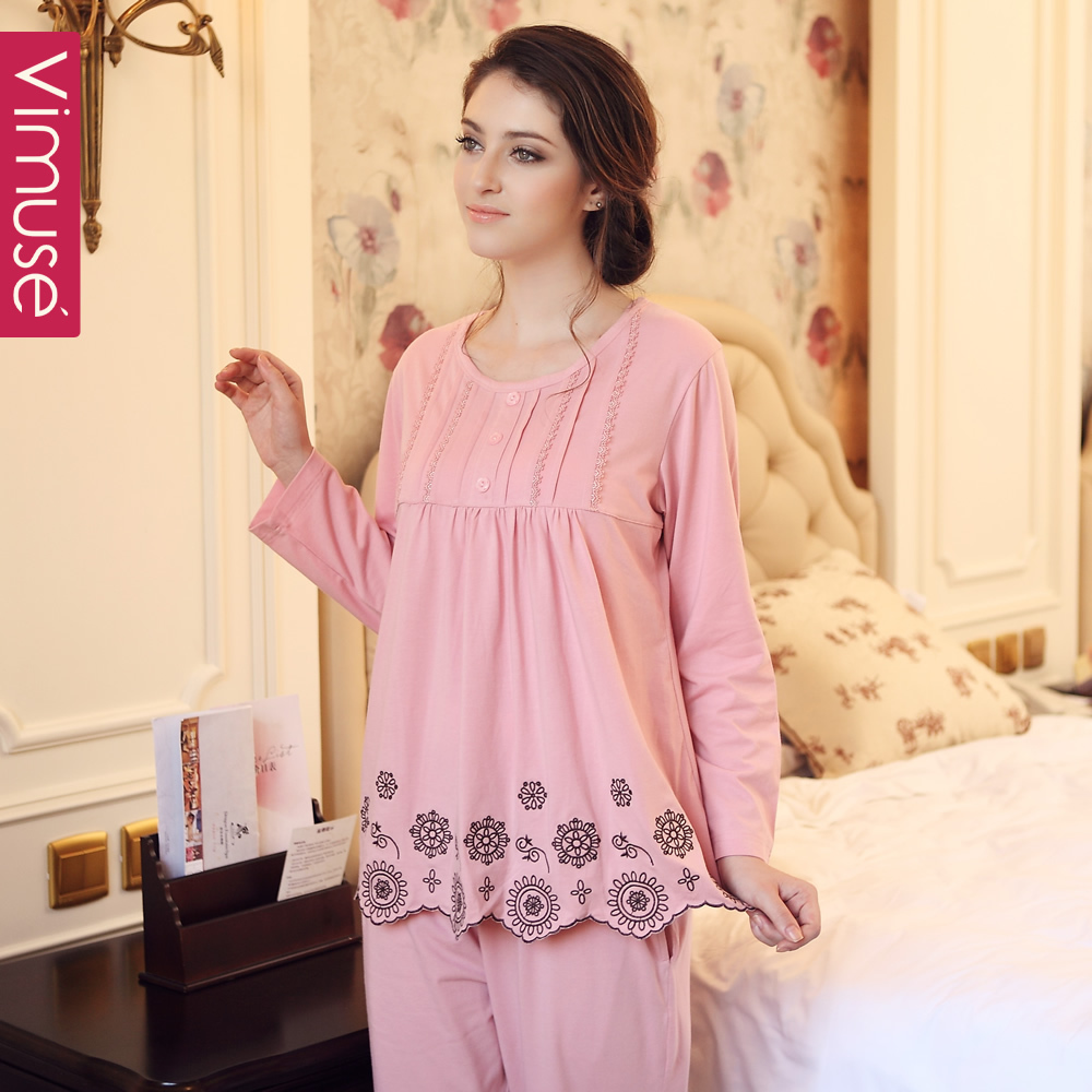 Autumn and winter women's lounge spring and autumn pullover long-sleeve cotton sleep set