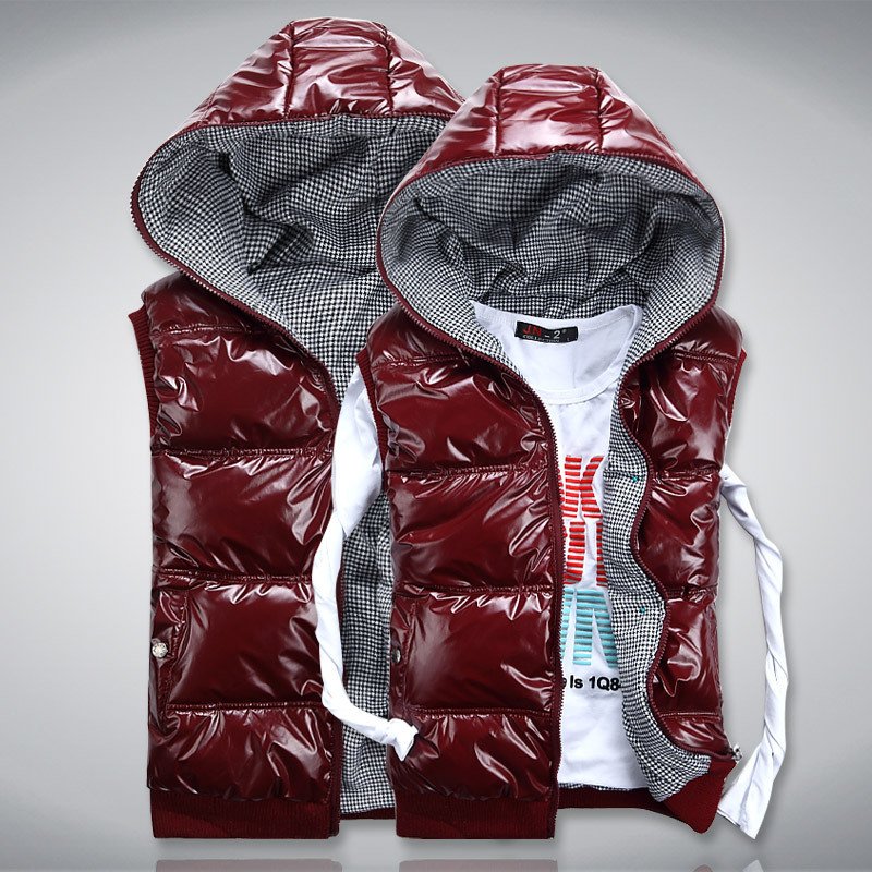 Autumn and winter women's men's glossy reversible all-match with a hood down cotton lovers vest  male vest MM004