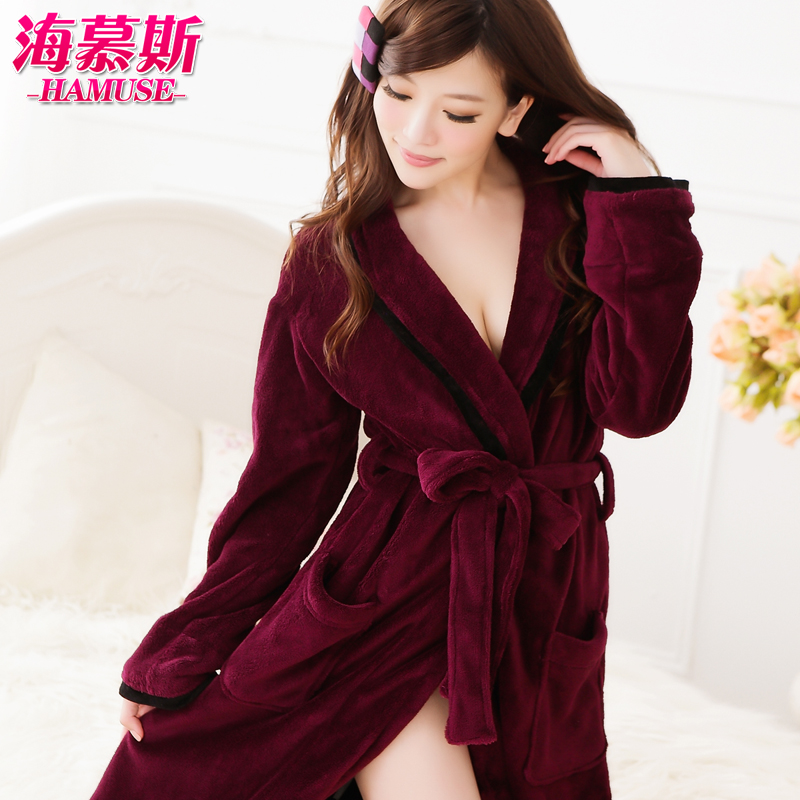 Autumn and winter women's thickening coral fleece long-sleeve robe Women bathrobes lovely sleepwear shuipao