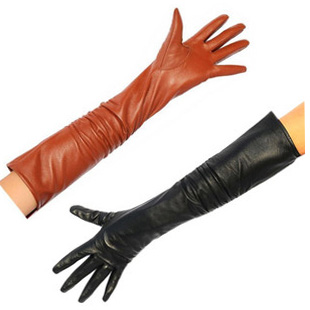 Autumn and winter women's ultra long genuine leather gloves sheepskin thickening thermal arm sleeve oversleeps accessories