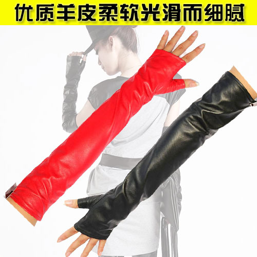 Autumn and winter women's ultra long lucy refers to genuine leather gloves sheepskin thermal arm sleeve oversleeps accessories