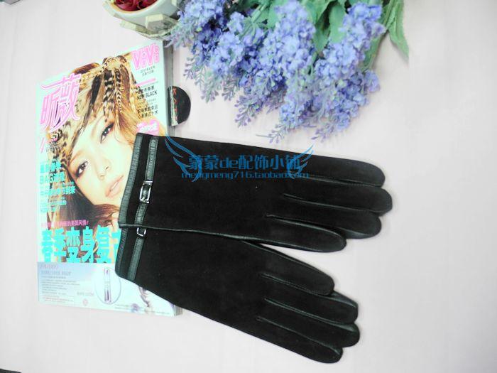 Autumn and winter women's velvet skin fashion thermal women's genuine leather gloves