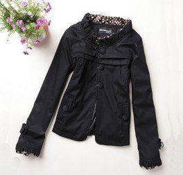 Autumn and winter women short jacket ruffle collar long-sleeve fashion suit top