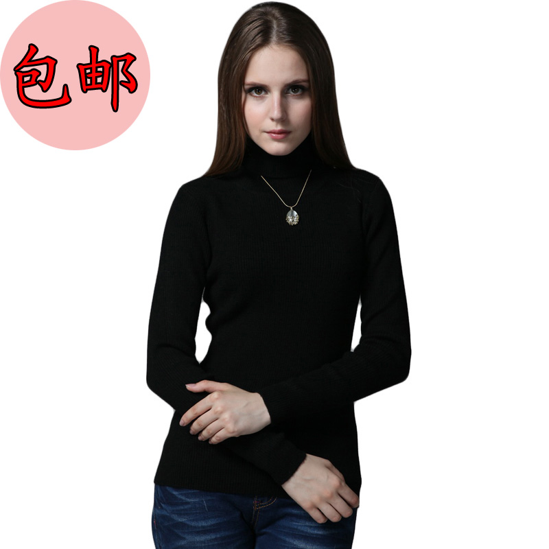 Autumn and winter women sweater thickening women's slim turtleneck cashmere sweater black basic shirt knitted sweater