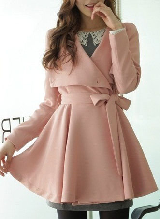 Autumn and winter women sweet lacing slim waist turn-down collar medium-long trench outerwear long-sleeve woolen overcoat