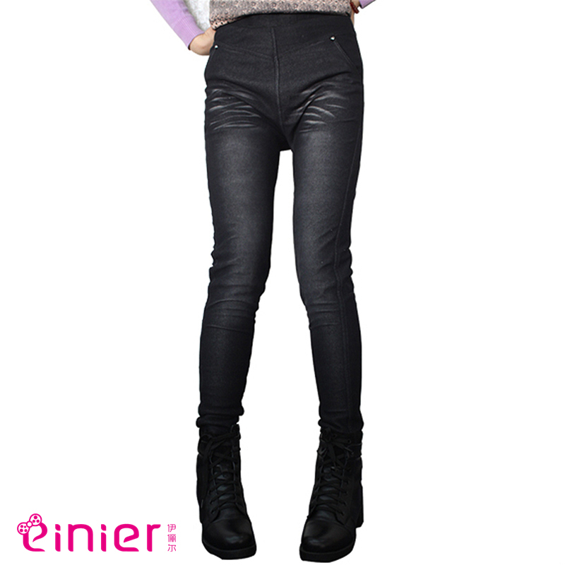 Autumn and winter Women thickening thermal tight denim brushed legging 5007 illusion