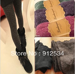 Autumn and winter wool blending dot legging socks thickening step lambsdown dot pantyhose