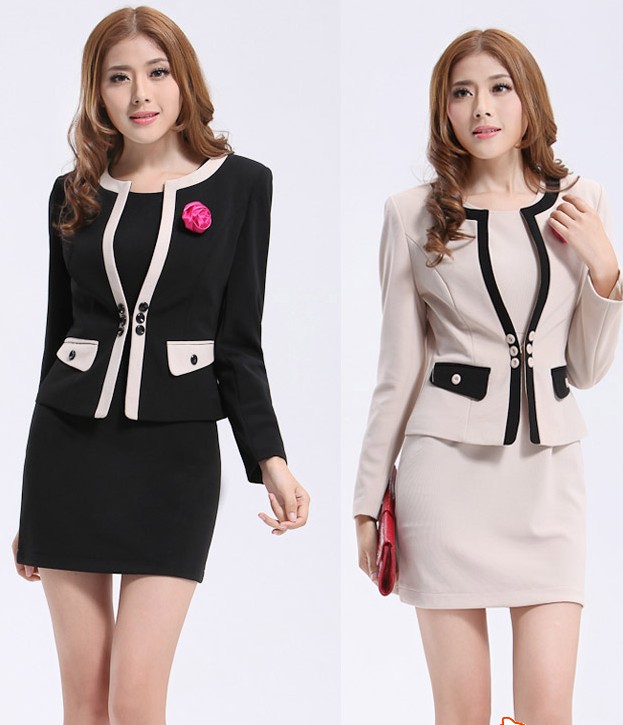 Autumn and winter work wear women's skirt ol fashion one-piece dress set long-sleeve suit work wear plus size