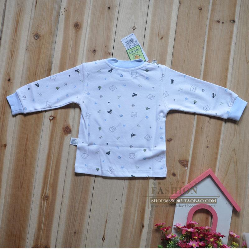 Autumn baby double faced fabric button shirt 7434 baby button buckle 100% cotton top