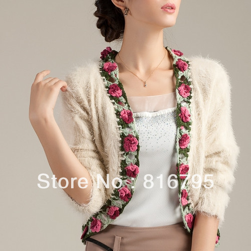 Autumn cutout sweater outerwear cardigan wrist-length sleeve cape female