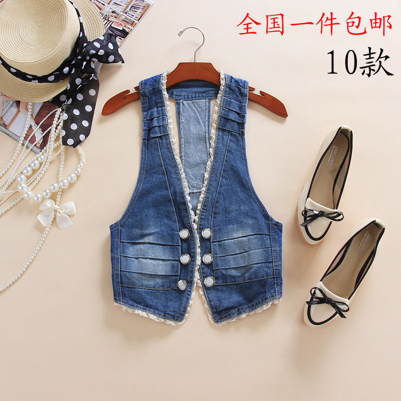 Autumn denim vest fashion women's vest small waistcoat short design outerwear