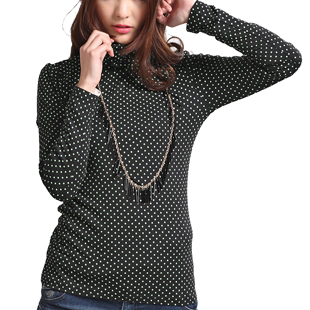 Autumn dot two turn-down collar elastic long-sleeve shirt 203-b1111 chromophous basic