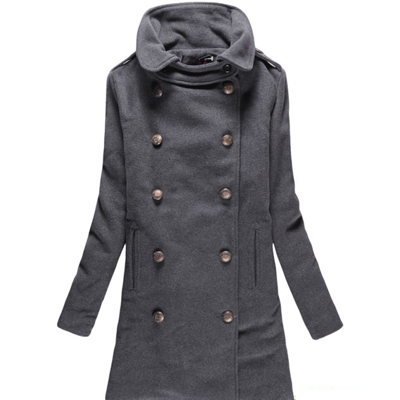 Autumn double breasted woolen outerwear woolen overcoat Women cloak trench winter outerwear coats for women