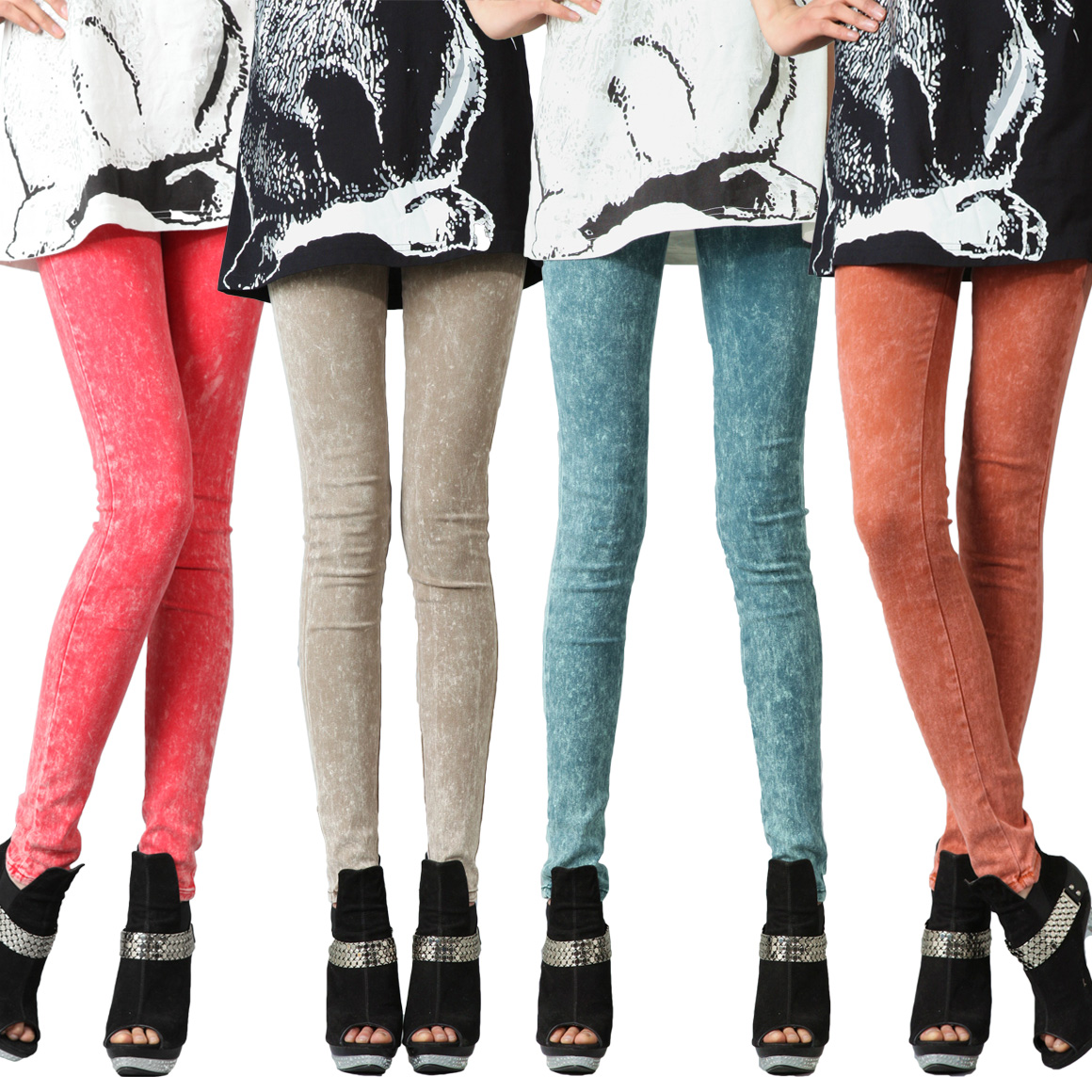 Autumn elastic multicolour candy color denim legging pants pencil pants