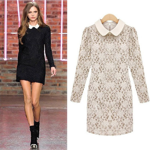 Autumn fashion Dresses slim long-sleeve with Lace material, free shipping