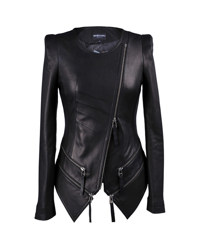 Autumn fashion motorcycle women's sheep slim jacket short design outerwear genuine leather clothing female