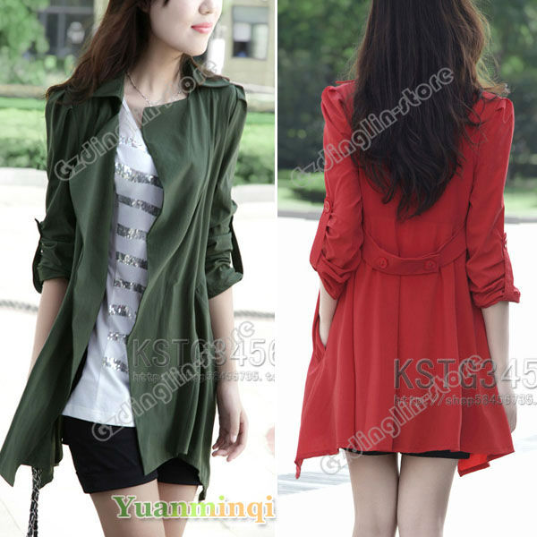 Autumn Fashion Women's Long Sleeve Casual Solid Color Ladies Tops Cardigan Coats Jacket 2 Color Size S Free Shipping Hot 0769