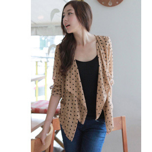 Autumn fiona elegant dot irregular thin outerwear cardigan outerwear free shipping