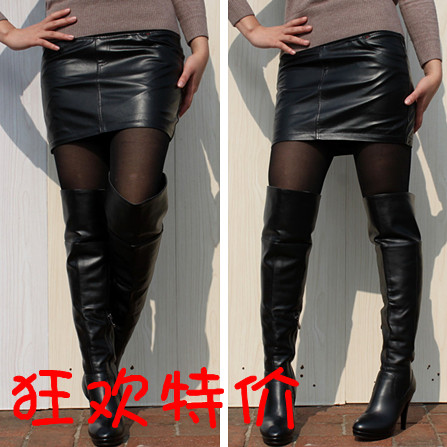 Autumn genuine leather first layer of cowhide solid color slim hip glossy slim short , elastic waist