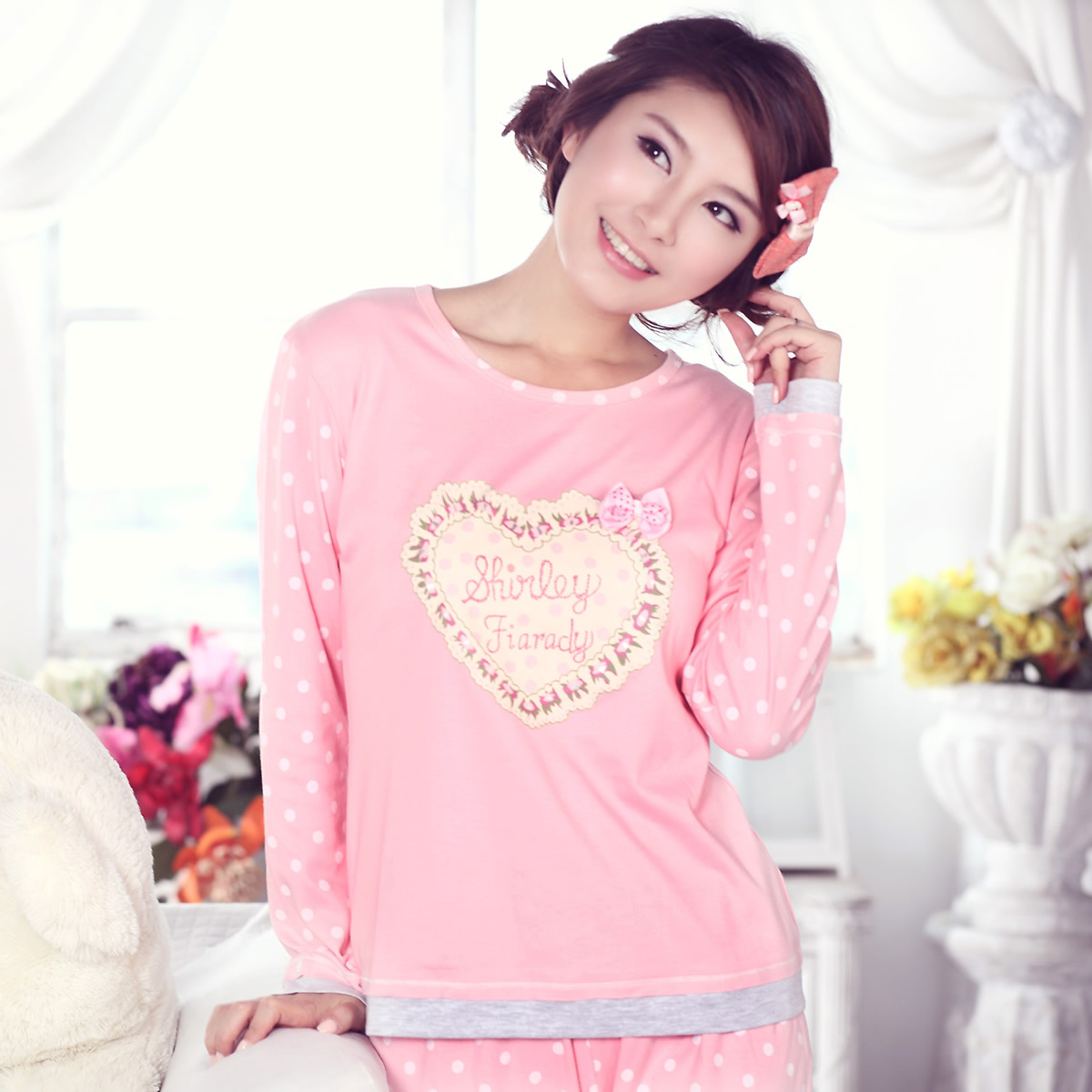 Autumn hello kitty sleepwear women's 100% cotton long-sleeve princess set autumn Women lounge