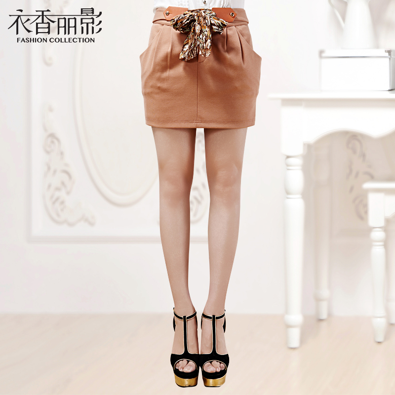 Autumn leather belt lacing patchwork step half-length basic short skirt 9233003