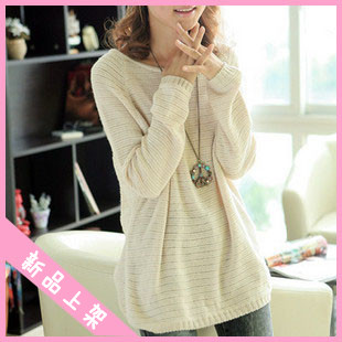 Autumn loose plus size batwing shirt long-sleeve sweater female sweater basic shirt outerwear thin