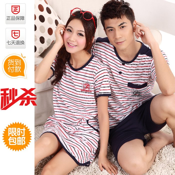 -- Autumn lovers set 100% cotton casual knitted 100% cotton long-sleeve sleep set nightgown