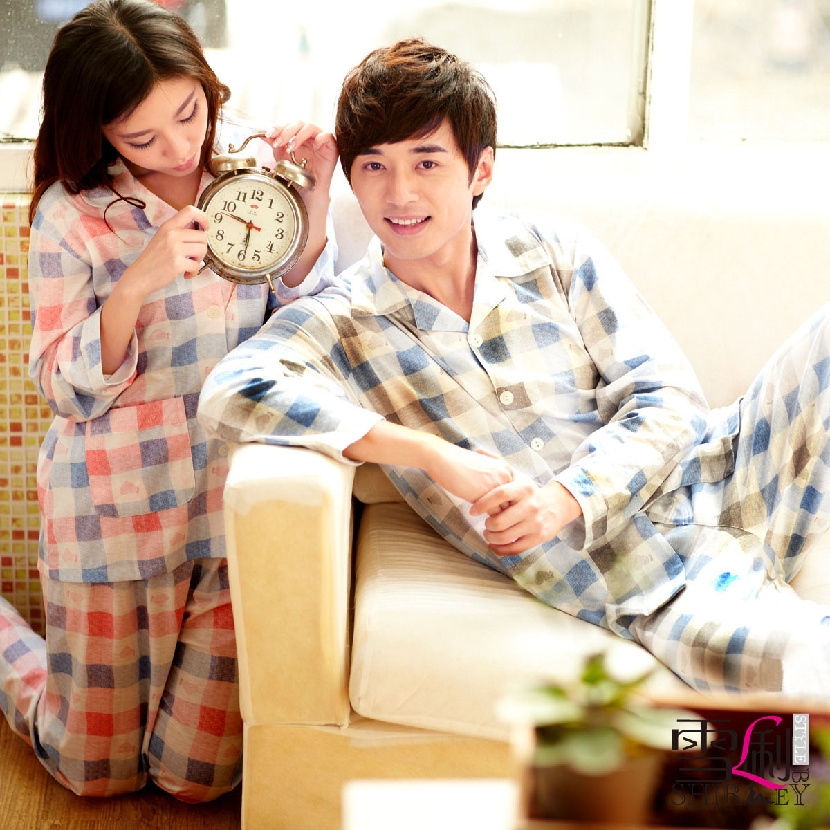 Autumn lovers sleepwear lounge male women's long-sleeve cotton sleep set