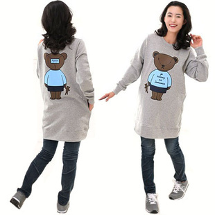 Autumn maternity clothing fashion cartoon long design cotton loose casual top outerwear sweatshirt