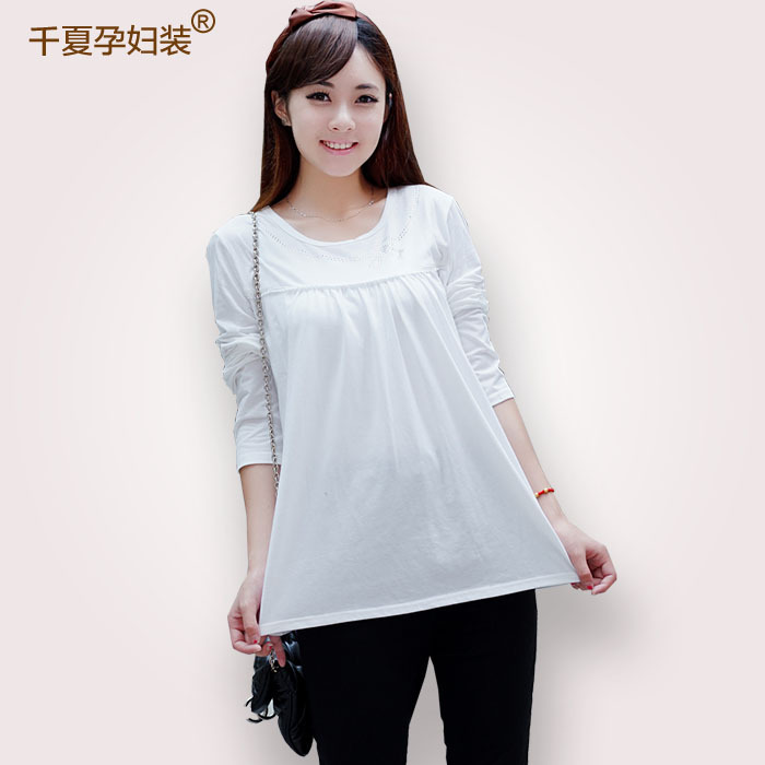 Autumn maternity clothing fashion clothes autumn and winter diamond bow o-neck basic shirt long-sleeve T-shirt