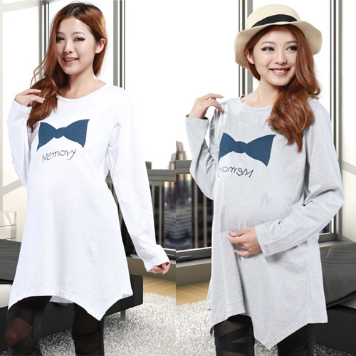 Autumn maternity clothing maternity top bow long-sleeve maternity t-shirt