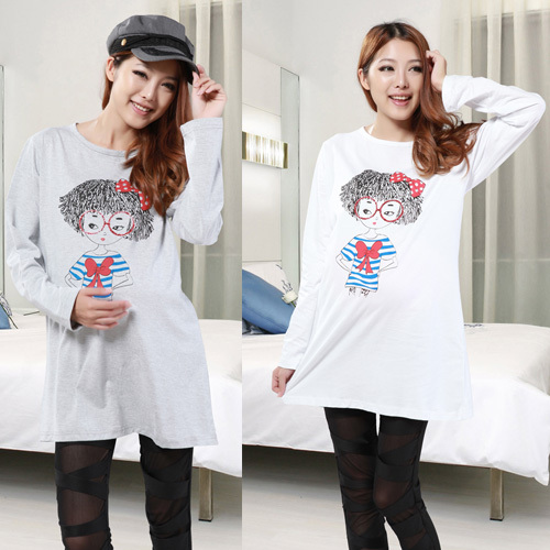 Autumn maternity clothing maternity top girls long-sleeve T-shirt maternity long design t-shirt