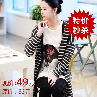 Autumn maternity outerwear 11 new arrival stripe top maternity clothing 429 cardigan