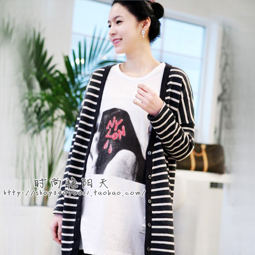 Autumn maternity outerwear fashion stripe top maternity clothing 429 cardigan 469