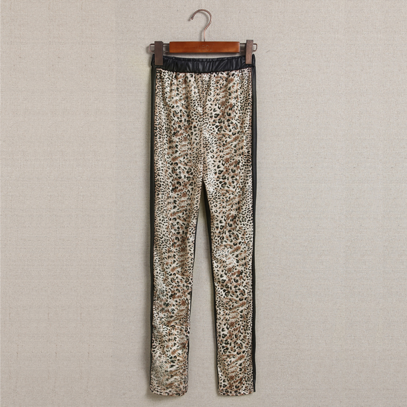 Autumn new arrival 2012 faux leather leopard print thin legging trousers female leather pants