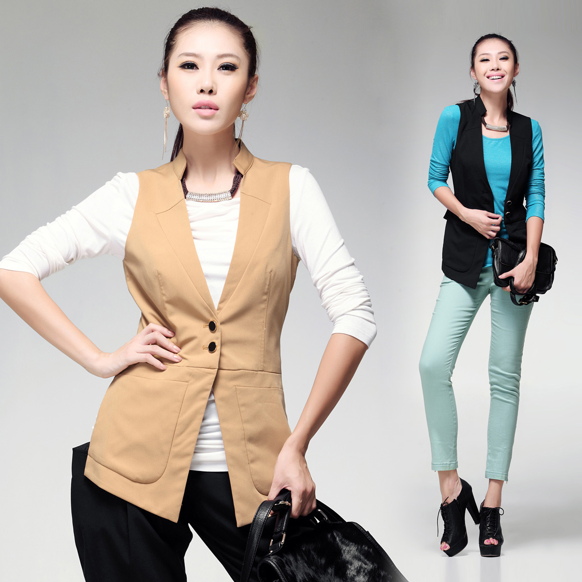 Autumn new arrival 2012 solid color vest outerwear women's suit vest irregular sweep vest