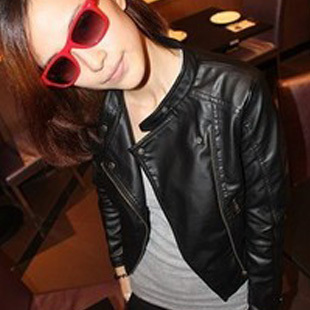 Autumn new arrival 2012 women's slim outerwear PU small leather clothing outerwear short design motorcycle leather clothing