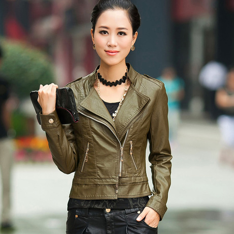 Autumn new arrival 2013 small leather motorcycle clothing women's PU design slim short jacket outerwear women's