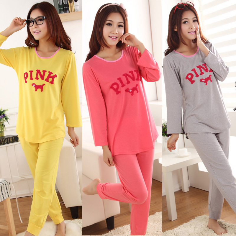 autumn new arrival air conditioning sleepwear female cotton solid color long-sleeve lounge set Size fits all