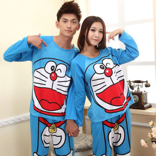 Autumn new arrival autumn and winter DORAEMON long-sleeve lovers sleep set DORAEMON cartoon 100% cotton lounge