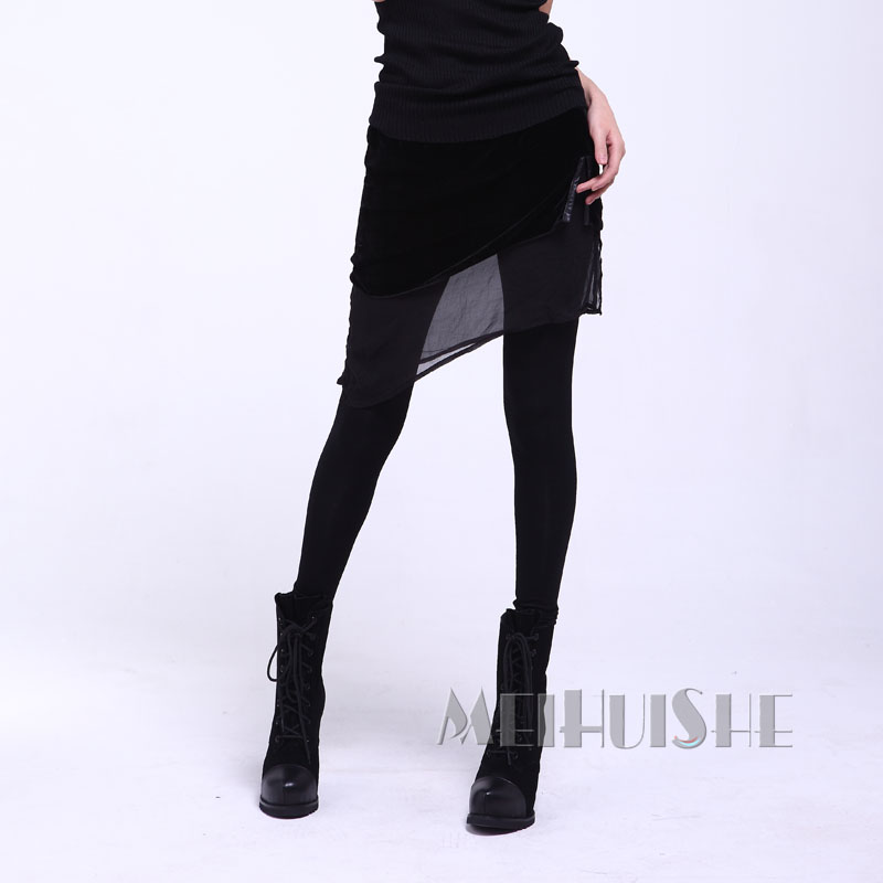 Autumn new arrival black velvet genuine leather bag silk legging pdk