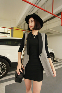 Autumn new arrival houndstooth all-match coveredbuttons plaid vest o09