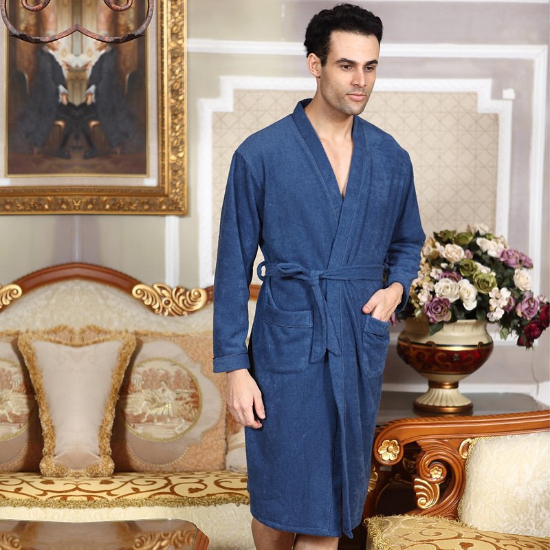 Autumn new arrival lovers long-sleeve towel robe bathrobes female male robe female solid color towel sleepwear bathrobe