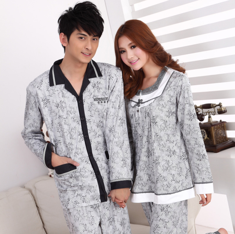 autumn new arrival lovers sleepwear spring and autumn 100% cotton long-sleeve lounge women's