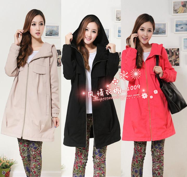 Autumn new arrival maternity cotton hooded outerwear maternity trench maternity long-sleeve thermal top maternity clothing