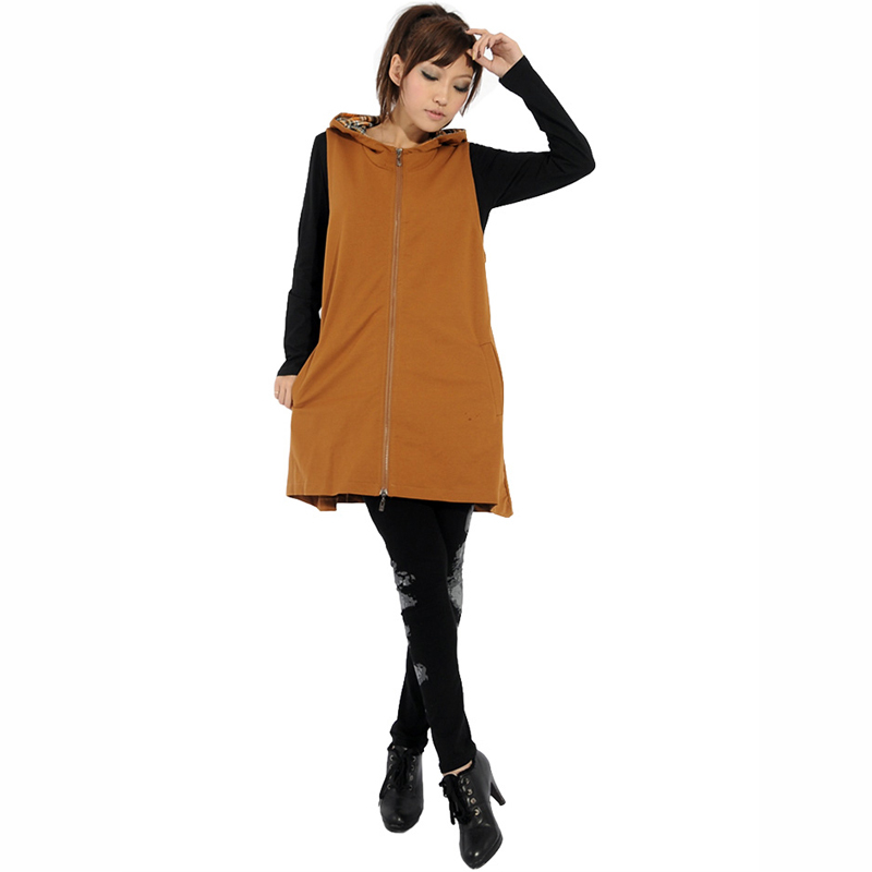 Autumn new arrival medium-long pure cotton vest hooded cardigan thin cape plus size clothing sa915