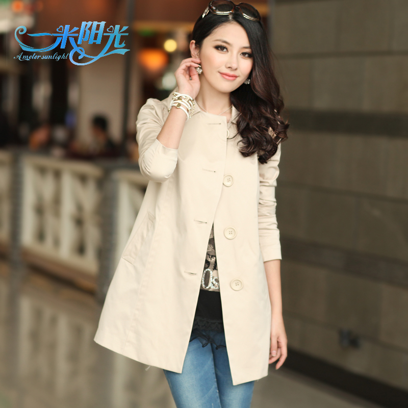 Autumn new arrival women's trench 2012 medium-long outerwear fashion long-sleeve turn-down collar elegant women's Free Shipping