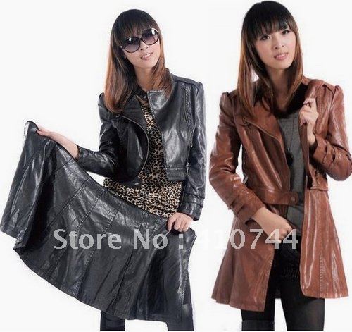 Autumn New Style Lady Washable Leather Jacket Short and Long Coat Outerwear jackets Fur Clothing (Drop Shipping)